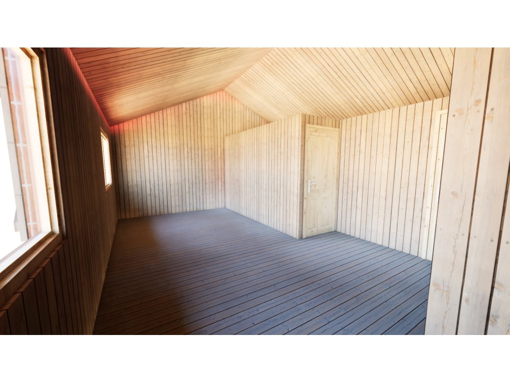 Chestnut wooden house - garden setting