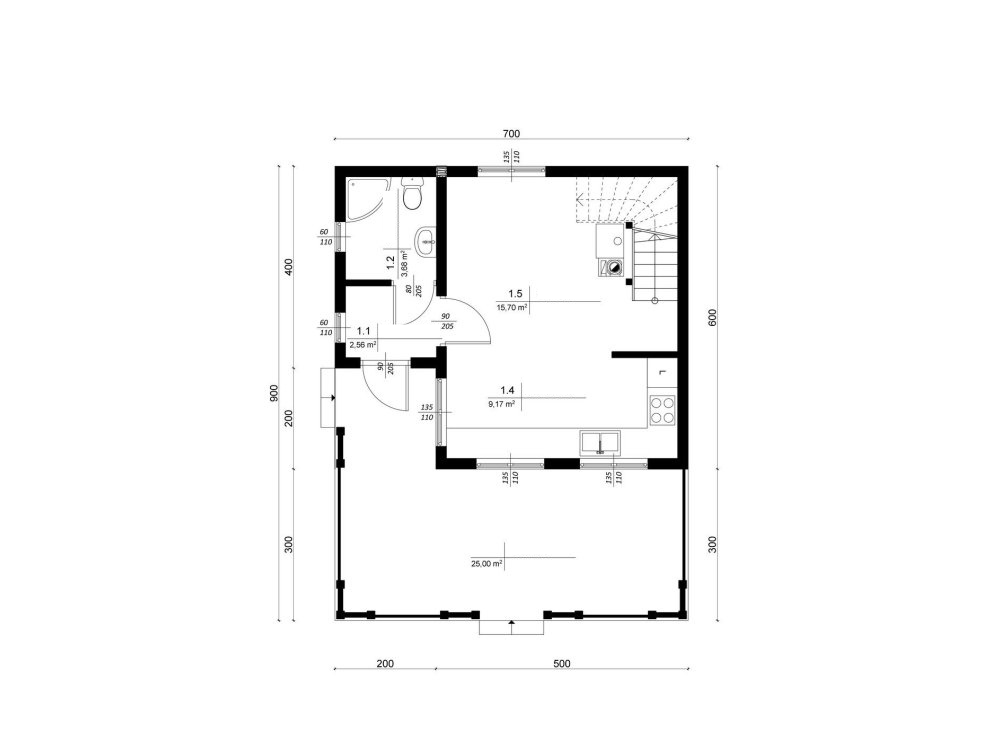 Hillside Lodge wooden garden lodge - technical drawing