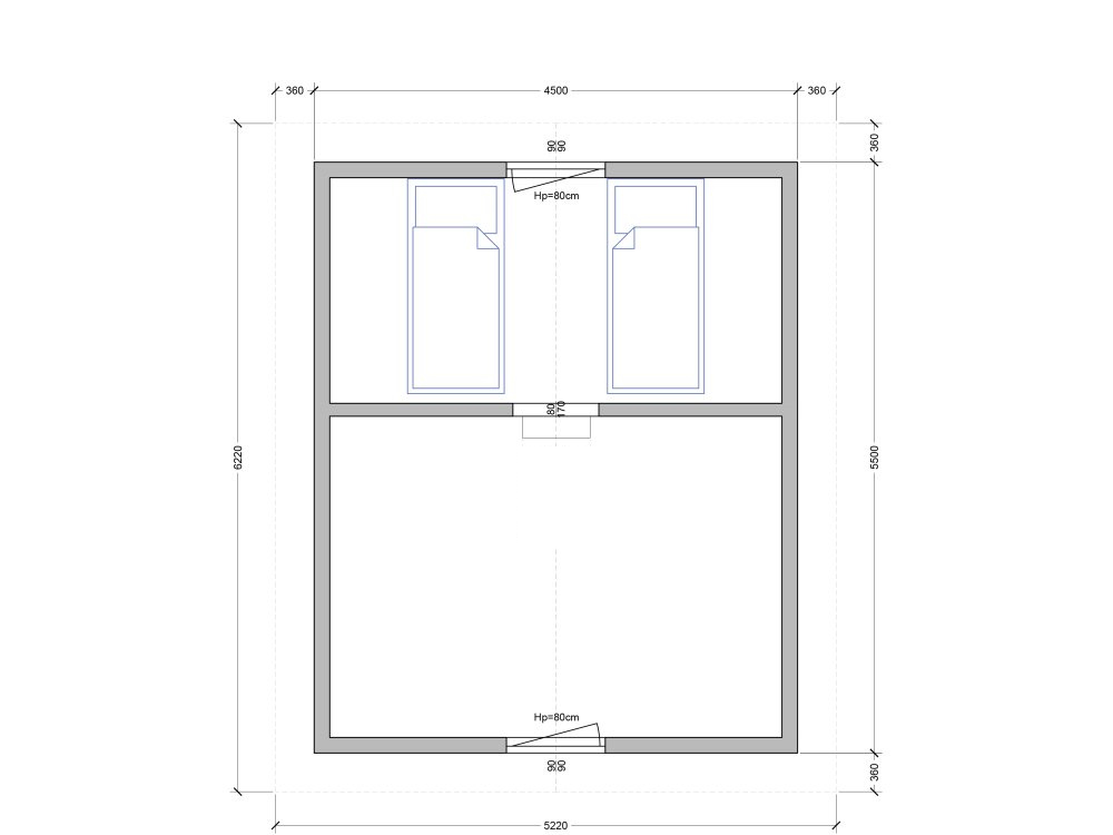 Loftwood A1 wooden house - elevation drawing