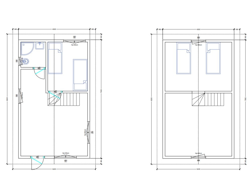 Loftwood A2/A3 wooden house - elevation drawing