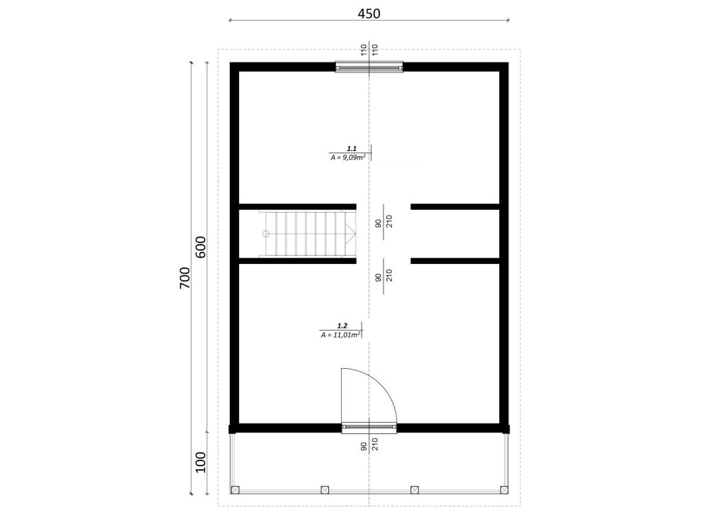 Oakline wooden house - elevation drawing