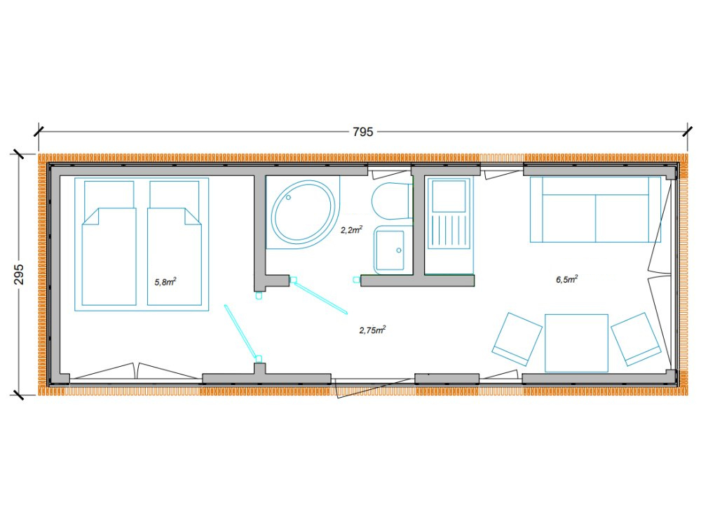 Ridgeway Modular House – 8 × 3 m | 24 m²