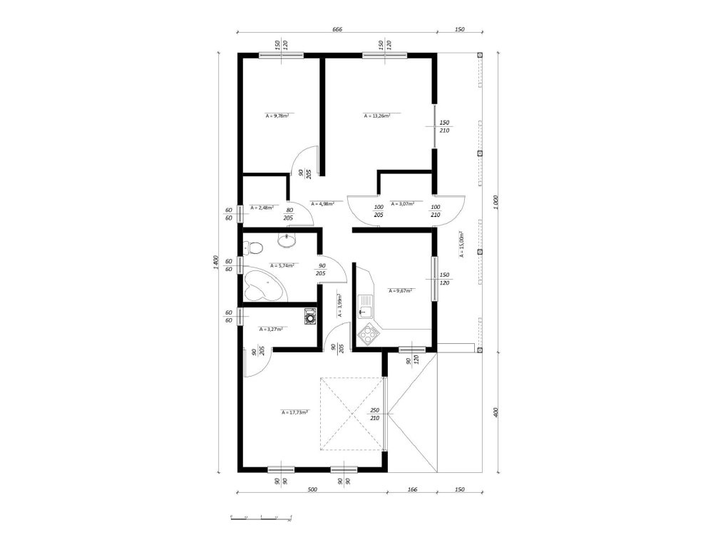 Wildewood Lodge wooden garden lodge - technical drawing