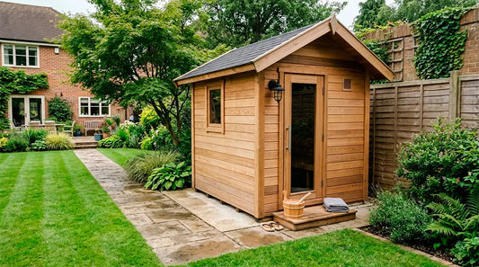 Home sauna in a UK garden