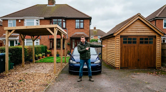 Carport and garage comparison on a UK driveway