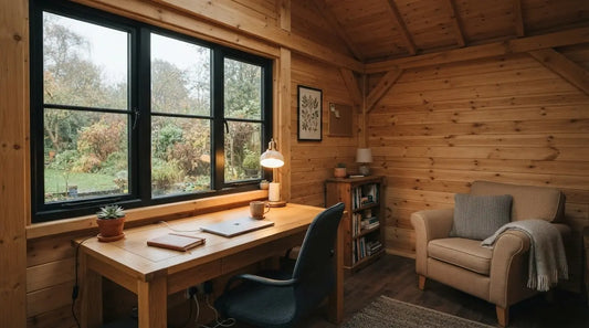 Garden office interior for grey UK mornings