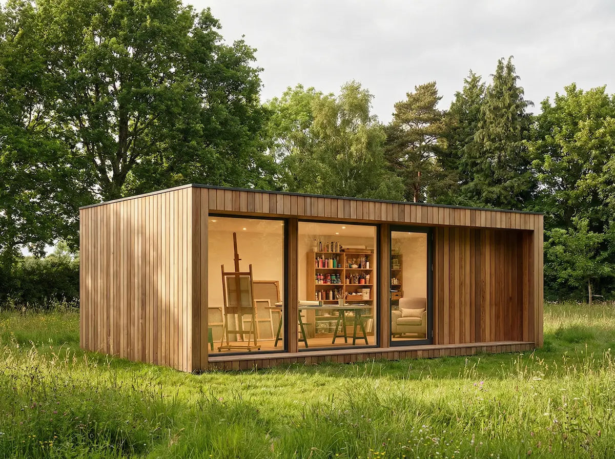 Modern single storey timber house with flat roof design UK