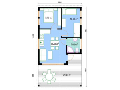 Crocus Wooden House – 6 × 11m | 38.67 m²