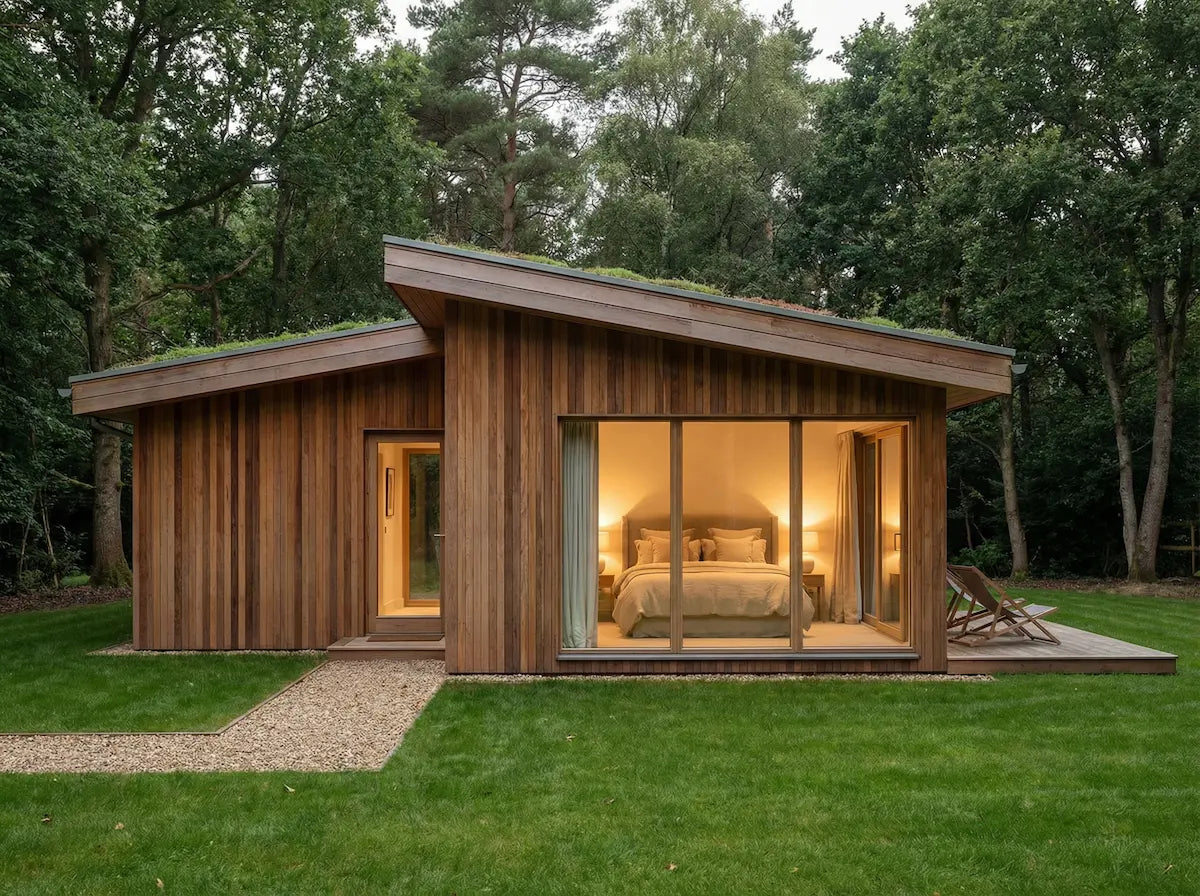 Insulated wooden garden house for guest accommodation UK