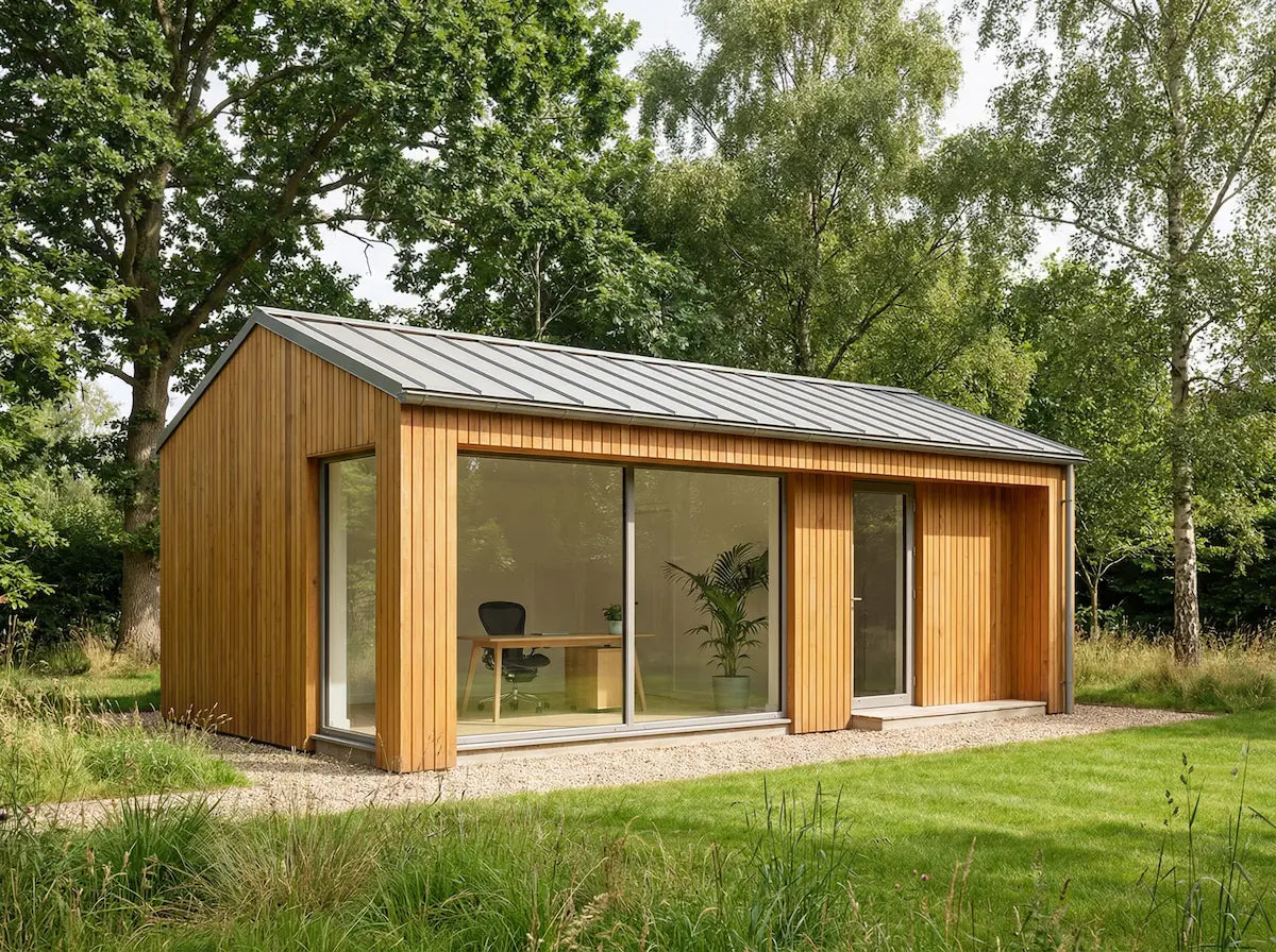 Single storey timber house for home office or living space UK
