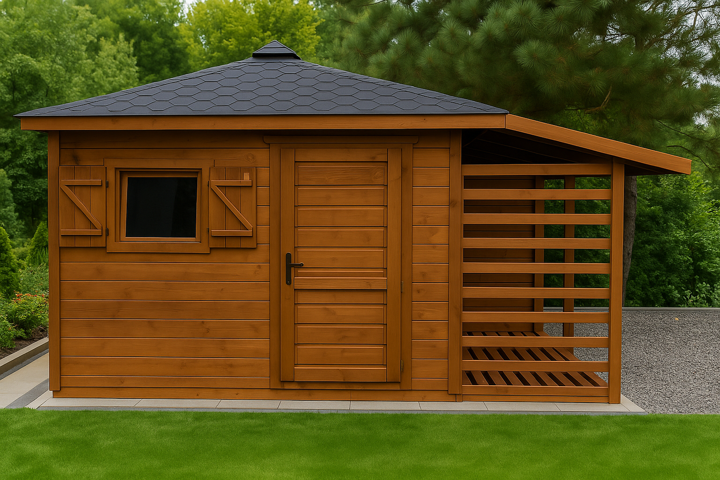 Garden Shed N2 (3m x 3m) + Woodshed