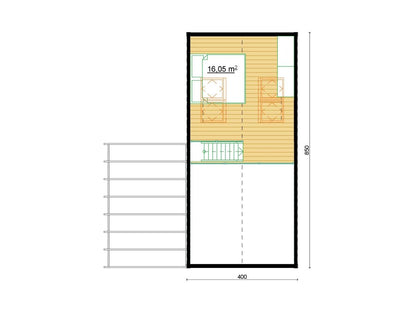 Rowan Vista koka māja – 4 x 8,5 m | 32,5 m²