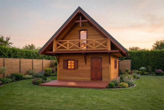 Ashcroft Wooden House by Woodera – traditional timber garden house with balcony