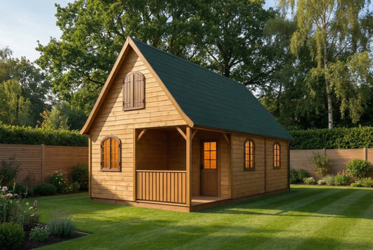 Birch Lodge 2 by Woodera – traditional timber garden lodge with covered porch