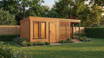 Chelsea by Woodera contemporary garden room with sliding glass doors