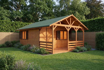 Foxglove Lodge 2 by Woodera – traditional timber garden lodge with covered veranda