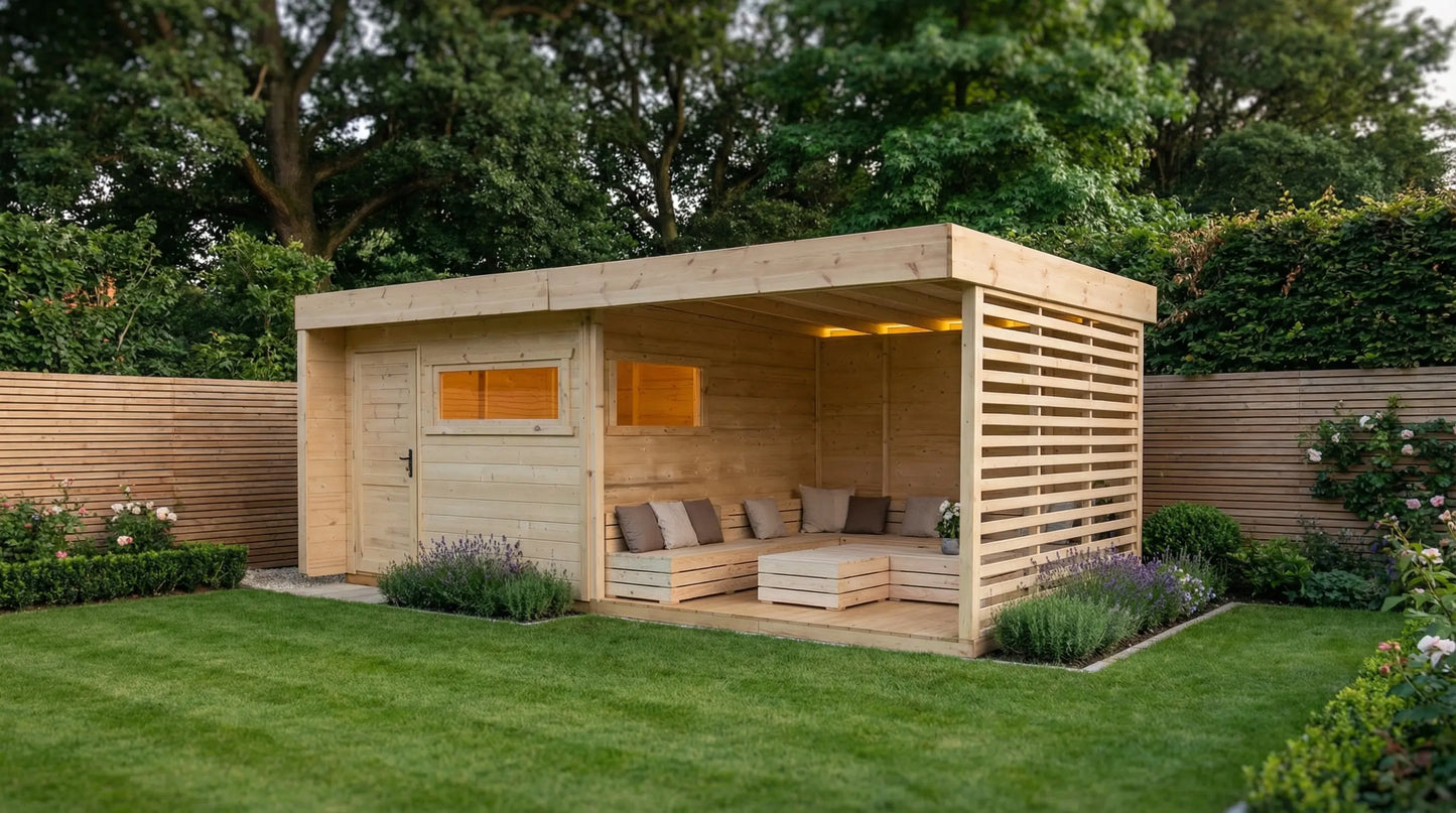 Hampstead by Woodera modern garden office with floor to ceiling glazing