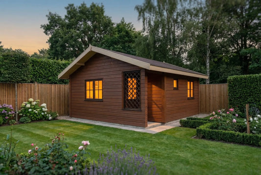 Hearthwood Lodge by Woodera – traditional timber garden lodge in landscaped garden