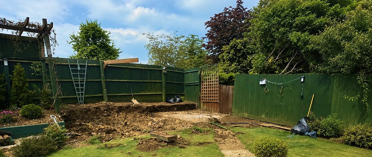 Garden excavation and site preparation for Woodera’s first garden sauna build in the UK.