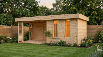Kensington by Woodera modern flat roof garden room with glass doors