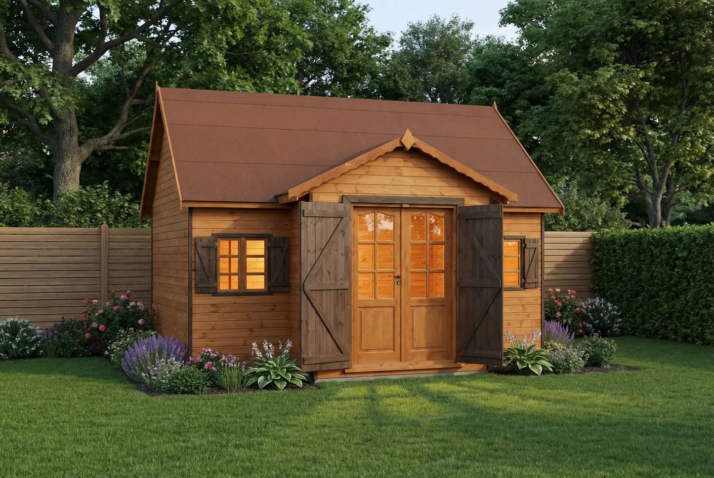 Manor View Cabin by Woodera – traditional timber garden cabin with double wooden doors