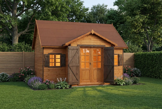 Manor View Cabin by Woodera – traditional timber garden cabin with double wooden doors