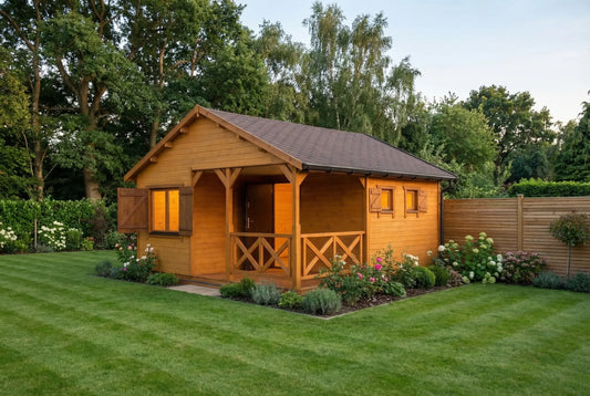 Maple Wooden House by Woodera – traditional timber garden house with covered porch