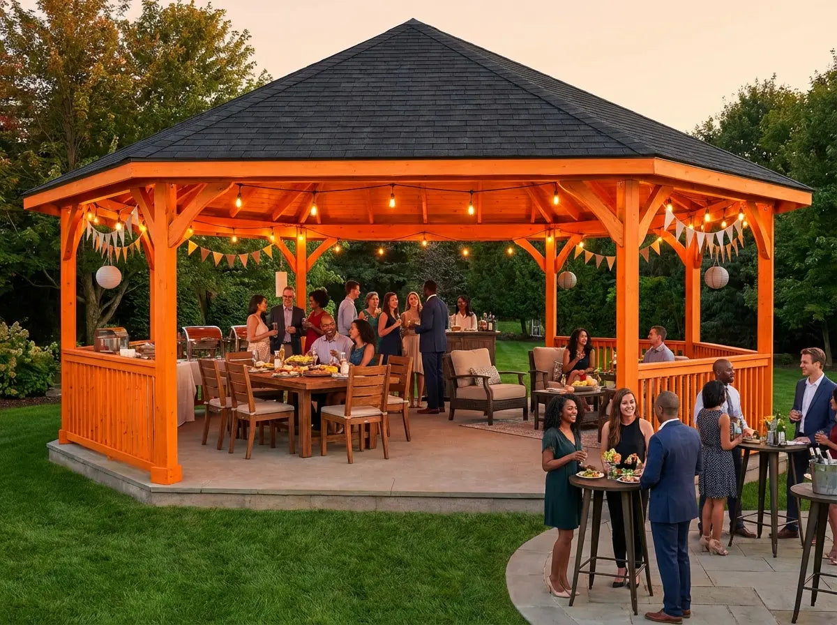 Spacious octagonal wooden gazebo for outdoor entertaining UK