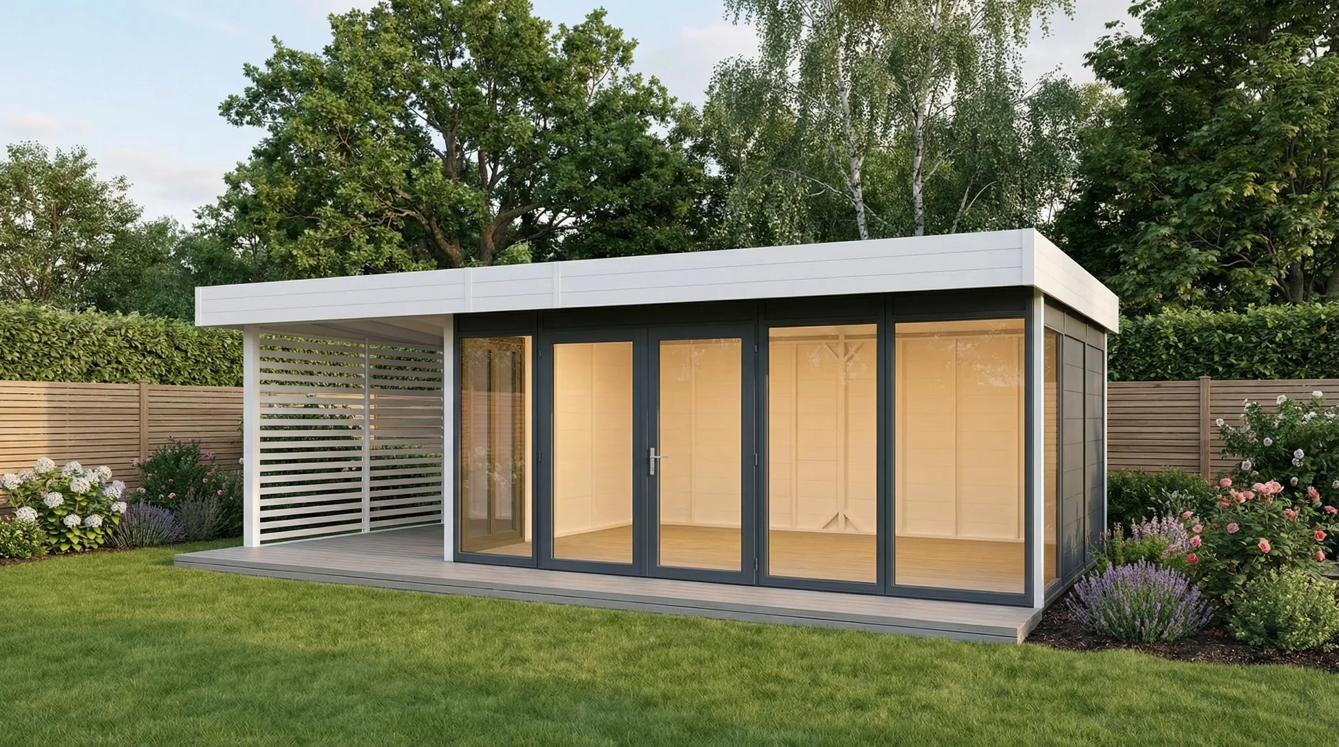 Oxford by Woodera contemporary garden building with covered terrace