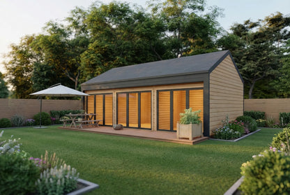 Willowbrook Wooden House by Woodera – modern timber garden house with large glass doors