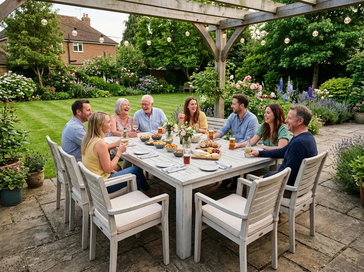 Wooden garden dining set for hosting family and friends UK